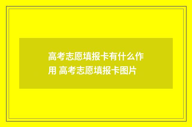 高考志愿填报卡有什么作用 高考志愿填报卡图片