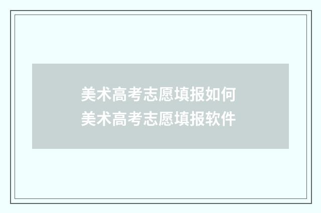 美术高考志愿填报如何 美术高考志愿填报软件