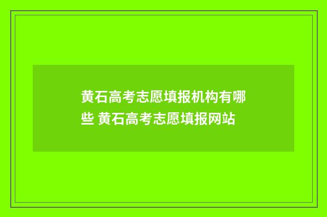 黄石高考志愿填报机构有哪些 黄石高考志愿填报网站