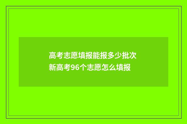 高考志愿填报能报多少批次 新高考96个志愿怎么填报