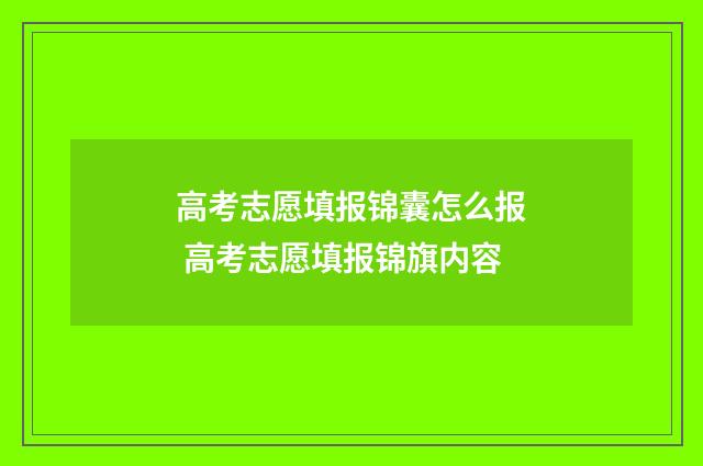 高考志愿填报锦囊怎么报 高考志愿填报锦旗内容