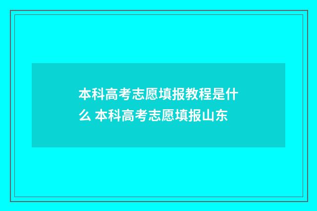 本科高考志愿填报教程是什么 本科高考志愿填报山东
