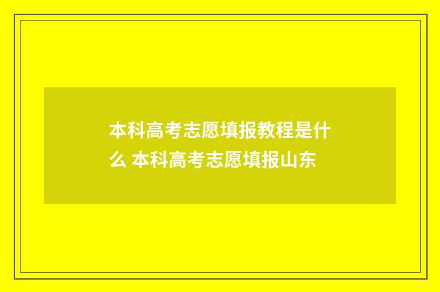 本科高考志愿填报教程是什么 本科高考志愿填报山东