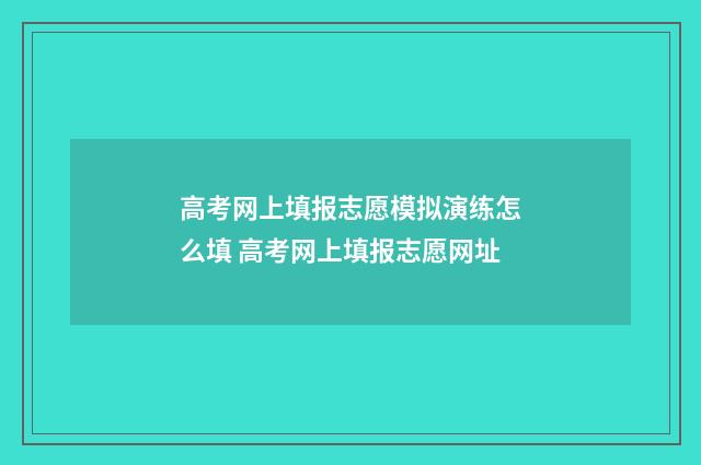 高考网上填报志愿模拟演练怎么填 高考网上填报志愿网址