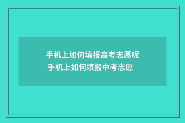 手机上如何填报高考志愿呢 手机上如何填报中考志愿
