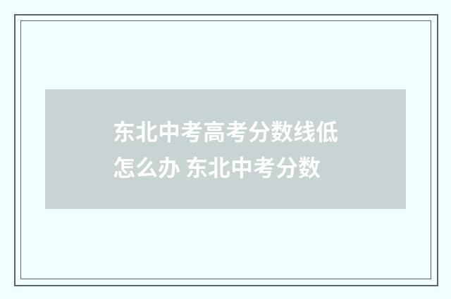 东北中考高考分数线低怎么办 东北中考分数