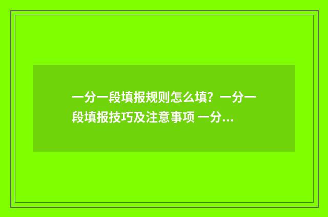 一分一段填报规则怎么填？一分一段填报技巧及注意事项 一分一段表怎么参考