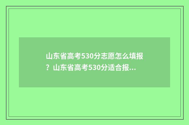 山东省高考530分志愿怎么填报？山东省高考530分适合报考什么大学 山东省高考530分左右可以上什么大学