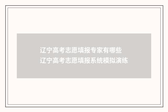 辽宁高考志愿填报专家有哪些 辽宁高考志愿填报系统模拟演练