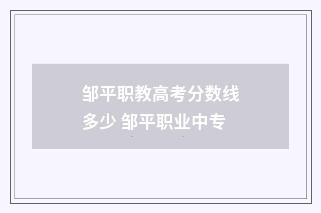 邹平职教高考分数线多少 邹平职业中专