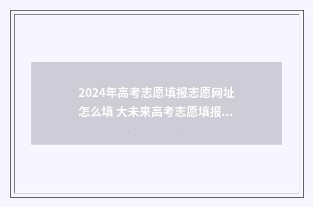 2024年高考志愿填报志愿网址怎么填 大未来高考志愿填报官网