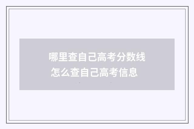 哪里查自己高考分数线 怎么查自己高考信息