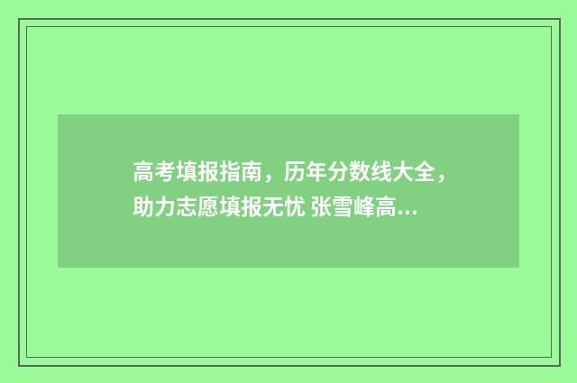 高考填报指南，历年分数线大全，助力志愿填报无忧 张雪峰高考填报指南