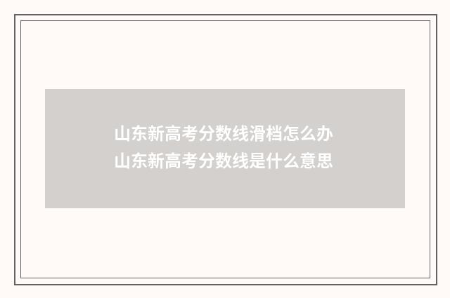 山东新高考分数线滑档怎么办 山东新高考分数线是什么意思