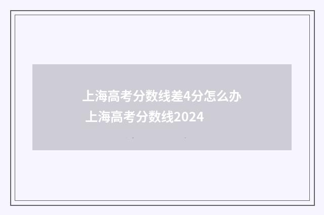 上海高考分数线差4分怎么办 上海高考分数线2024