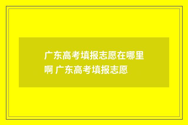 广东高考填报志愿在哪里啊 广东高考填报志愿