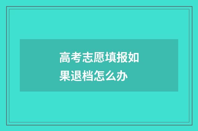 高考志愿填报如果退档怎么办