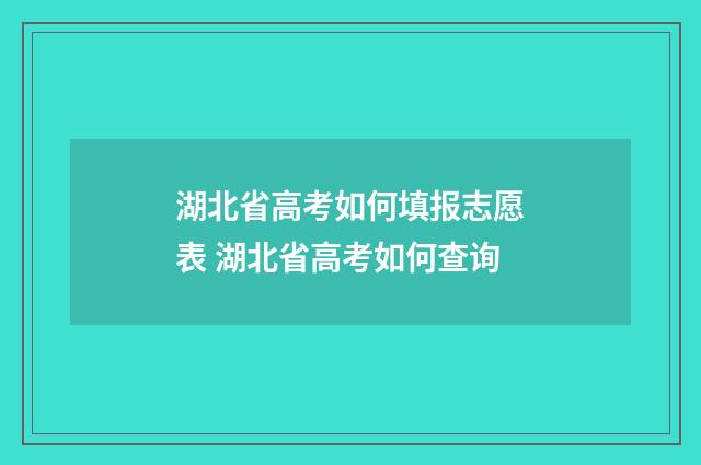 湖北省高考如何填报志愿表 湖北省高考如何查询