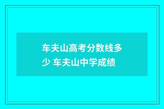 车夫山高考分数线多少 车夫山中学成绩