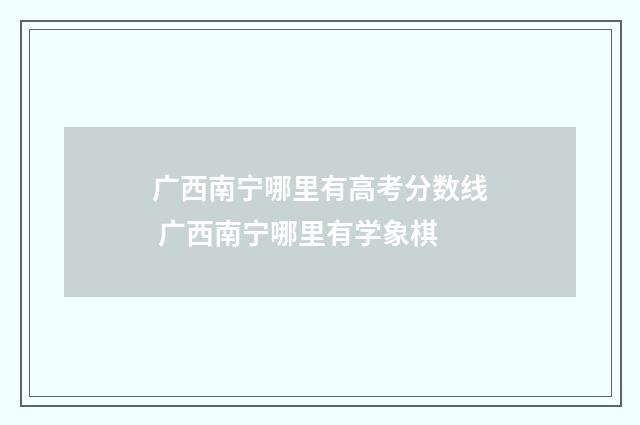 广西南宁哪里有高考分数线 广西南宁哪里有学象棋