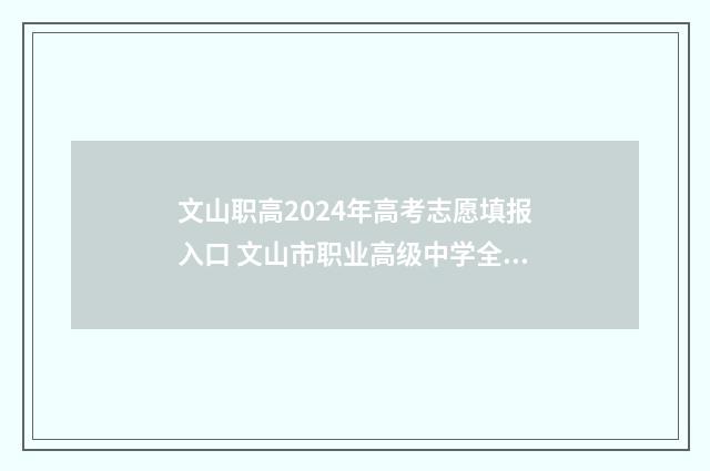 文山职高2024年高考志愿填报入口 文山市职业高级中学全景图