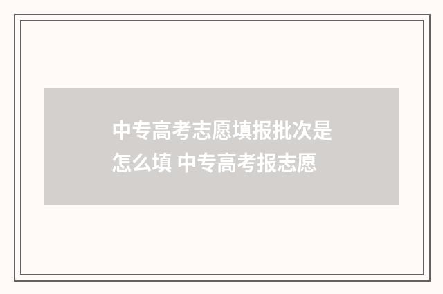 中专高考志愿填报批次是怎么填 中专高考报志愿