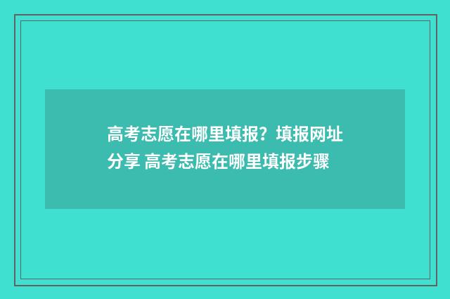 高考志愿在哪里填报？填报网址分享 高考志愿在哪里填报步骤