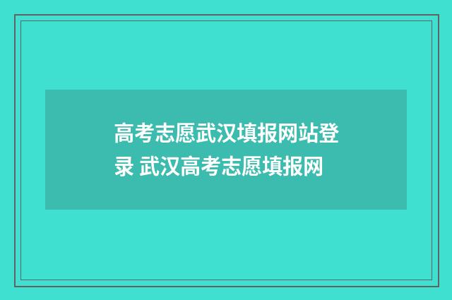 高考志愿武汉填报网站登录 武汉高考志愿填报网