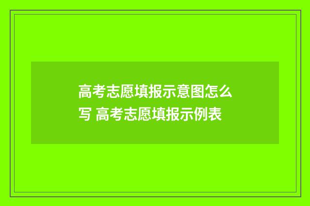 高考志愿填报示意图怎么写 高考志愿填报示例表