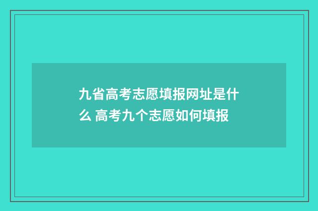 九省高考志愿填报网址是什么 高考九个志愿如何填报