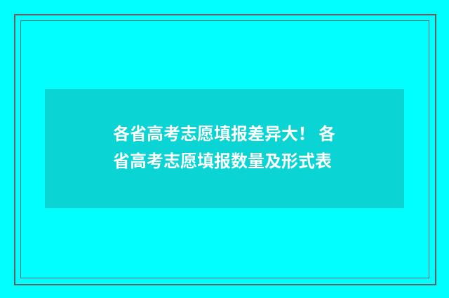 各省高考志愿填报差异大！ 各省高考志愿填报数量及形式表