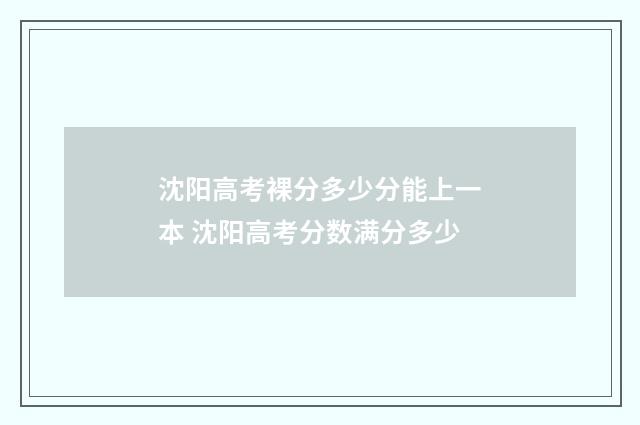 沈阳高考裸分多少分能上一本 沈阳高考分数满分多少