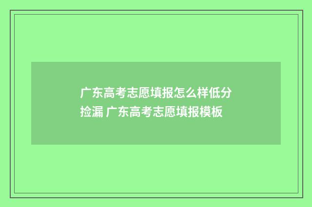 广东高考志愿填报怎么样低分捡漏 广东高考志愿填报模板