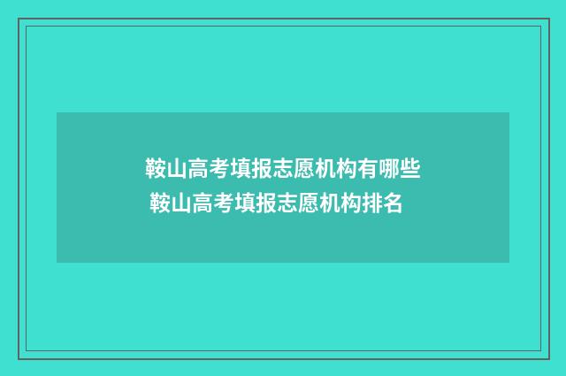 鞍山高考填报志愿机构有哪些 鞍山高考填报志愿机构排名