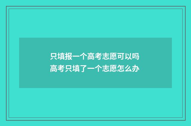 只填报一个高考志愿可以吗 高考只填了一个志愿怎么办