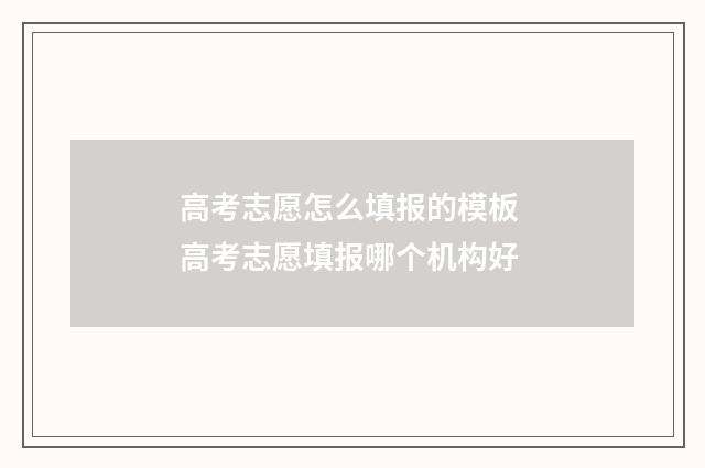 高考志愿怎么填报的模板 高考志愿填报哪个机构好