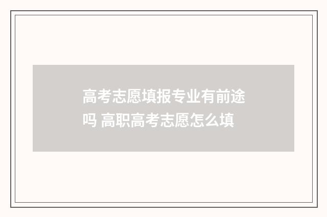高考志愿填报专业有前途吗 高职高考志愿怎么填