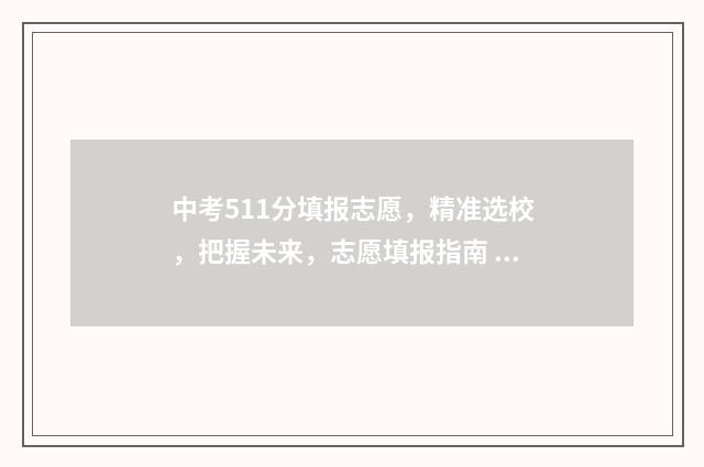 中考511分填报志愿，精准选校，把握未来，志愿填报指南 中考521分