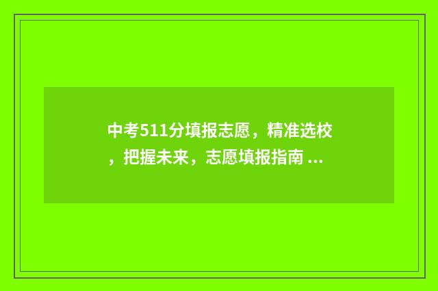 中考511分填报志愿，精准选校，把握未来，志愿填报指南 中考521分