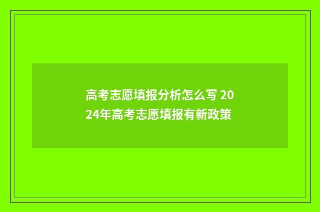 高考志愿填报分析怎么写 2024年高考志愿填报有新政策