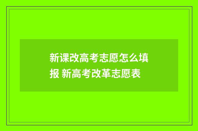 新课改高考志愿怎么填报 新高考改革志愿表