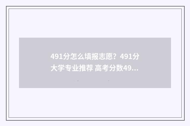 491分怎么填报志愿？491分大学专业推荐 高考分数491报哪几个