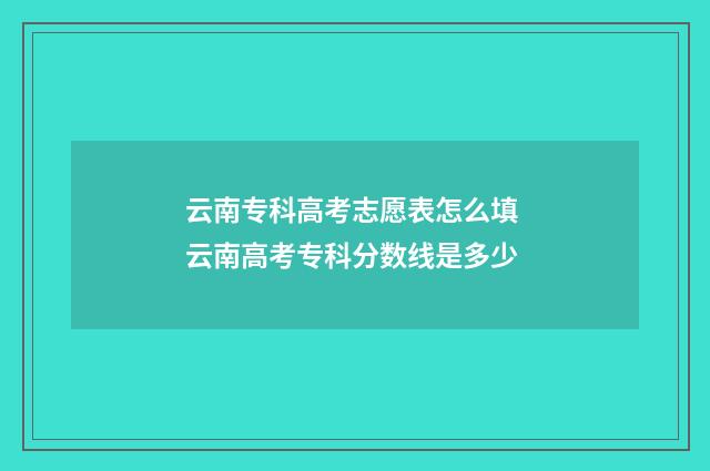 云南专科高考志愿表怎么填 云南高考专科分数线是多少