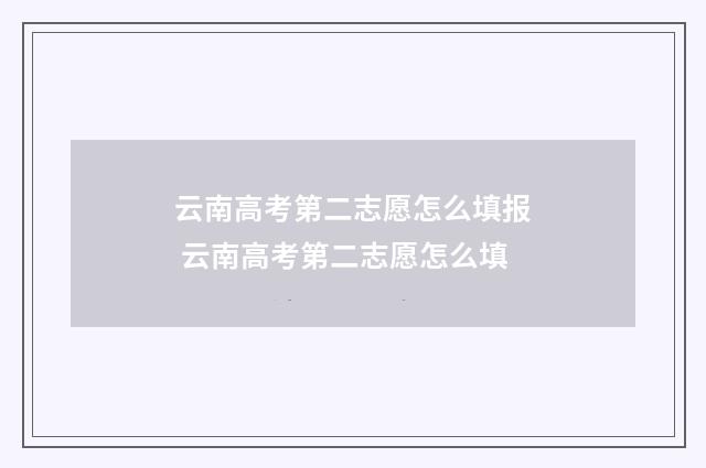 云南高考第二志愿怎么填报 云南高考第二志愿怎么填