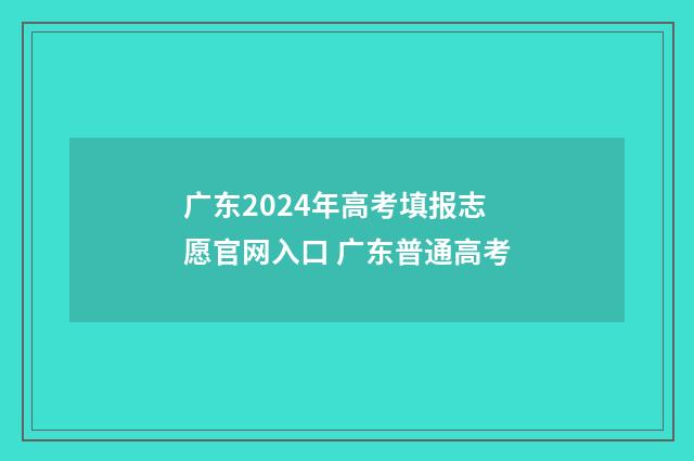 广东2024年高考填报志愿官网入口 广东普通高考