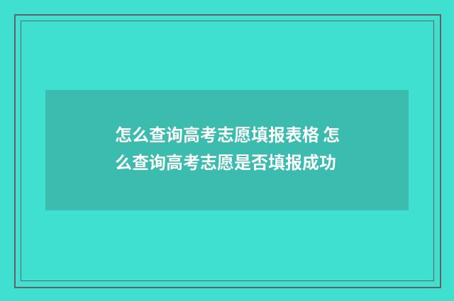 怎么查询高考志愿填报表格 怎么查询高考志愿是否填报成功