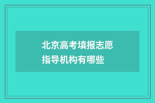 北京高考填报志愿指导机构有哪些