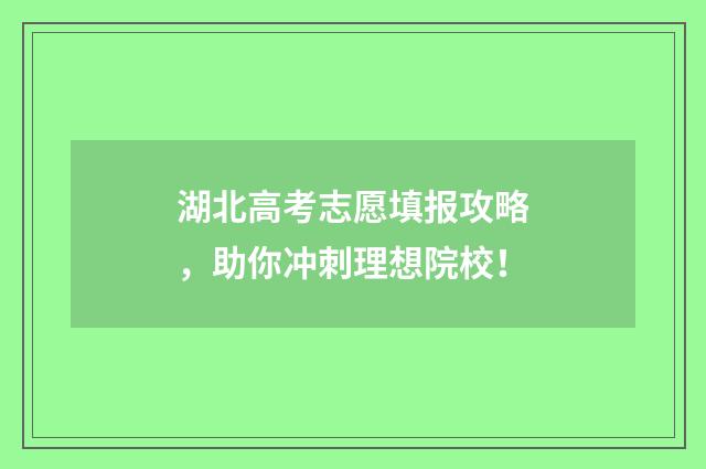 湖北高考志愿填报攻略，助你冲刺理想院校！