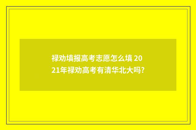 禄劝填报高考志愿怎么填 2021年禄劝高考有清华北大吗?