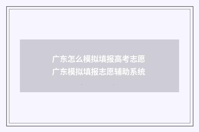 广东怎么模拟填报高考志愿 广东模拟填报志愿辅助系统